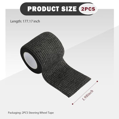 2PCS Steering Wheel Wrap Sweat-Absorbing Anti-Slip,14.76Ft Self-Adhesive Steering Wheel Tape for Improved Grip and Driving Comfort,Universal Car Wheels Cover Car Accessories