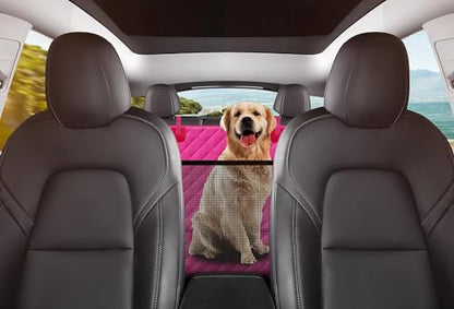 GXT Dog Back Seat Cover Protector for Cars SUV and Trucks with Mesh Window, Scratchproof Nonslip and Waterproof Material - color: Pink, style: Seat Cover and Dog Seat Belt