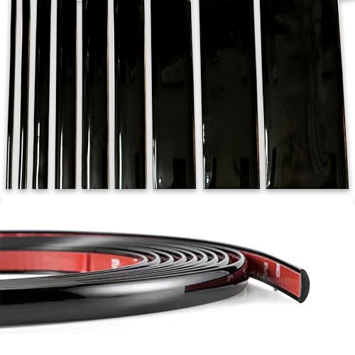 NANSH 16Ft Glossy Black Extra Thick Auto Molding Trim Universal Bumper Window Door Body Side Decorative Strip Scratch-Proof (Width: 1/4inch [6mm]) - size: Width: 1/4inch [6mm]