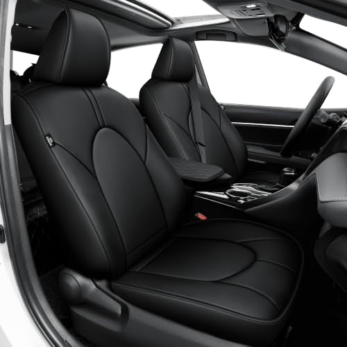 TTX LIGHTING Custom Fit Car Seat Covers for Toyota Camry 2018 2019 2020 2021 2022 2023 2024 Full Set Waterproof Faux Leather Airbag Compatible Seat Covers Black - size: 4.Camry 2018-2024 5 Seat Full Set