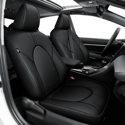 TTX LIGHTING Custom Fit Car Seat Covers for Toyota Camry 2018 2019 2020 2021 2022 2023 2024 Full Set Waterproof Faux Leather Airbag Compatible Seat Covers Black - size: 4.Camry 2018-2024 5 Seat Full Set