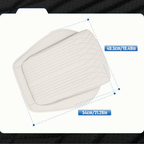 Universal Car Seat Cushion, Nappa Leather Ventilation Hole Breatheable Design for Driver Passenger, All-Season Anti-Slip Bottom Seat Cover,19.49in x 21.26in (1 Piece/White)