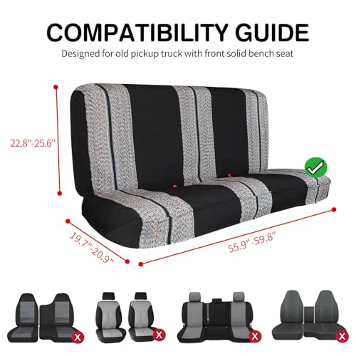 Leader Accessories Saddle Blanket Black Seat Protector - Full Size Pickup Trucks Solid Bench Seat Cover - Universal Work Ford Dodge Chevy Truck with Bench Seats