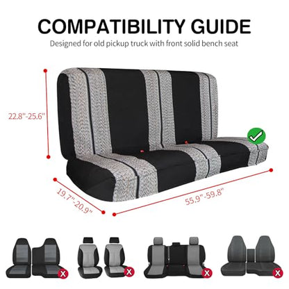 Leader Accessories Saddle Blanket Black Seat Protector - Full Size Pickup Trucks Solid Bench Seat Cover - Universal Work Ford Dodge Chevy Truck with Bench Seats