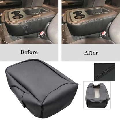 GXARTS Jump Seat Armrest Cover Black Compatible with Chevy Silverado Tahoe Avalanche Suburban GMC Sierra Yukon Yukon XL 2007 2008 2009 2010 2011 2012 2013 2014 Center Console Cover with Zipper Design - color: Black