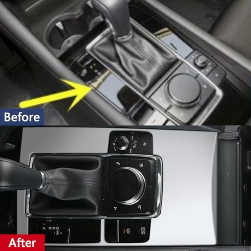 Car Accessories Fit for 2019 2020 2021 2022 2023 2024 2025 Mazda 3 Axela Interior Gear Shift Knob Console Media Panel Cover Trim (Matte Silver) Stainless Steel 1 PC - color: Matte Silver