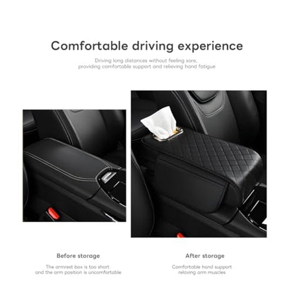 Car Armrest Pad, Universal Armrest Cushion Pad, Leather Armrest Box Pad - color: Without cup holder, Grey