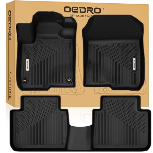 OEDRO Floor Mats Fit for 2023 2024 2025 2026 Honda HR-V (Hybrid & Gasoline), TPE All Weather Custom Fit Floor Liners for HRV EX-L/LX/Sport Accessories, Automotive 1st and 2nd Row Car Mats, Black