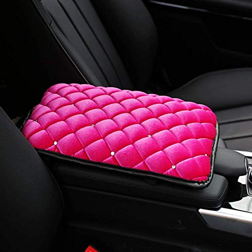 Bling Bling Car Armrest Cover Auto Center Console Protective Cover Luster Crystal Rhinestone Car Arm Rest Cushion Pad Car Interior Accessory (Pink 2) - color: Pink 2