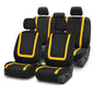 FH Group Car Seat Covers Unique Flat Cloth Full Set Automotive Seat Covers Front Set and Rear Solid Bench Yellow Black Seat Covers w. Gift Universal Fit Interior Accessories for Cars Trucks and SUVs - color: Yellow