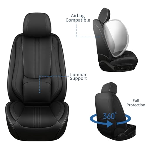 Car Seat Covers Full Set Fit for Toyota 4Runner 2001-2026,Luxury Faux Leather Seat Covers 5 Seats,Breathable Anti-Slip Seat Protectors with Lumbar Support(Black,Full Set) - color: Black, size: Fit for 4Runner