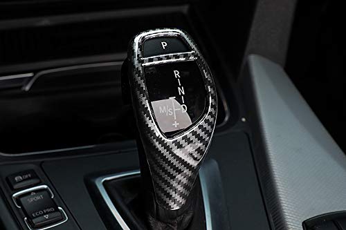 iJDMTOY Glossy Black Carbon Fiber Pattern Shift Knob Cover Shell Compatible with BMW Fxx 2 3 4 5 6 Series X3 X4 X5 X6 Performance Sports Shifter