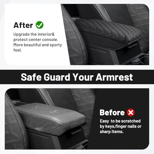 Autorder Center Console Cover for 2024 2025 2026 Toyota Tacoma Accessories Armrest Cover Anti-Scratch Middle Console Pad Leather Armrest Cushion Protector Black - size: 24-26 Tacoma Armrest Cushion