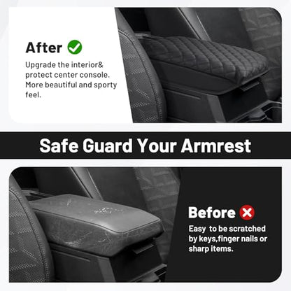 Autorder Center Console Cover for 2024 2025 2026 Toyota Tacoma Accessories Armrest Cover Anti-Scratch Middle Console Pad Leather Armrest Cushion Protector Black - size: 24-26 Tacoma Armrest Cushion