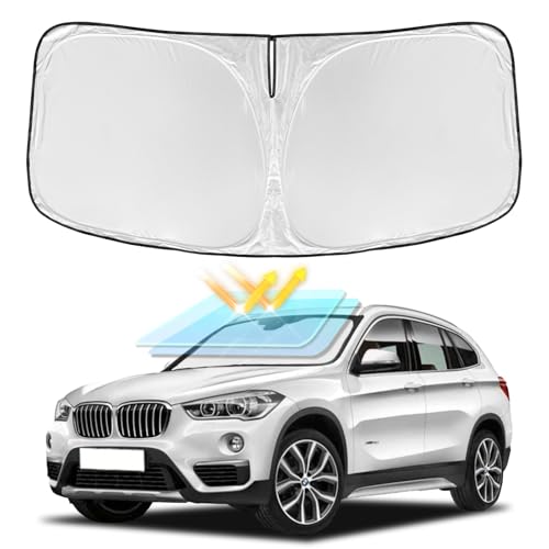 for BMW X1 F48 U11 2016-2022 Windshield Sun Shade - 4 Layers Car Sunshades for Front Windows Shade Cover Custom Fit X1 F48 U11 Sun Visor 250T Retractable Shade Blocks UV Rays Car Accessories - size: for BMW X1 F48 2016-2022