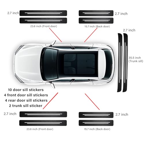 Door Sill Protector, Car Door Entry Guards, 10Pcs Car Door Protector, Carbon Fiber Leather Waterproof Scratch Protection Strips (for All car Models) Door sill Trim Entry Guard (Black)