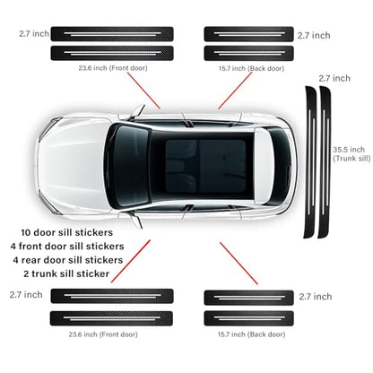 Door Sill Protector, Car Door Entry Guards, 10Pcs Car Door Protector, Carbon Fiber Leather Waterproof Scratch Protection Strips (for All car Models) Door sill Trim Entry Guard (Black)
