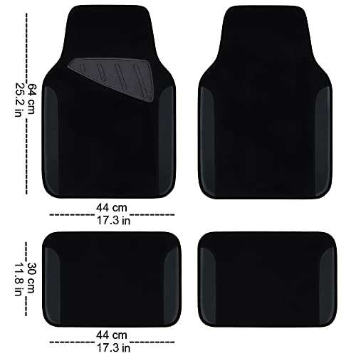 CAR PASS Leather Two Front Car Seat Cover; 4Pcs Waterproof Car Floor Mats & Steering Wheel Cover,Universal Fit Airbag Compatible Automotive Interior Covers (Combo Set, Black) - color: black combo sets