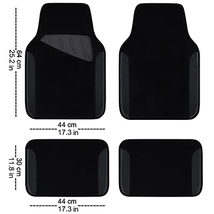 CAR PASS Leather Two Front Car Seat Cover; 4Pcs Waterproof Car Floor Mats & Steering Wheel Cover,Universal Fit Airbag Compatible Automotive Interior Covers (Combo Set, Black) - color: black combo sets