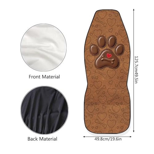 Dreaweet Dog Paw Car Seat Covers Brown 2 Piece Universal Washable Car Seat Cover Front Seats Only Cute Car Accessories Interior Easy to Install - color: Dog Paw Brown