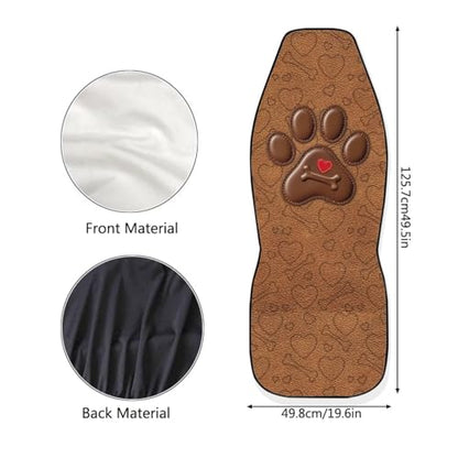 Dreaweet Dog Paw Car Seat Covers Brown 2 Piece Universal Washable Car Seat Cover Front Seats Only Cute Car Accessories Interior Easy to Install - color: Dog Paw Brown