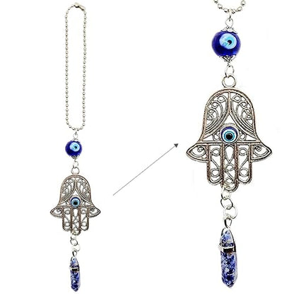 LUCKBOOSTIUM Hand Protection Amulet Car Rearview Mirror Hanging Ornament Evil Eye Charms Accessories Good Luck (2"x11" Blue Spotted Stone) - color: Blue Spotted Stone