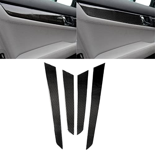 for Mercedes-Benz C-Class W204 2007-2013 Real Soft Carbon Fiber Door Inner Decoration Panel Frame Cap Strip Cover Trim Sticker Car Interior Accessories (A) - color: Door Panel Strip A