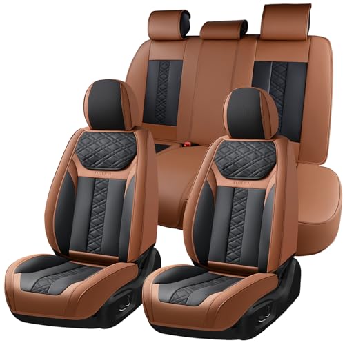 Seat Covers, Atomutive Car Seat Covers Full Sets, Waterproof Seat Cover for Cars, Luxury Leather Universal Seat Cover Accessories Fit for Most Cars SUV Truck Sedans(Brown) - color: Brown, size: Fullset