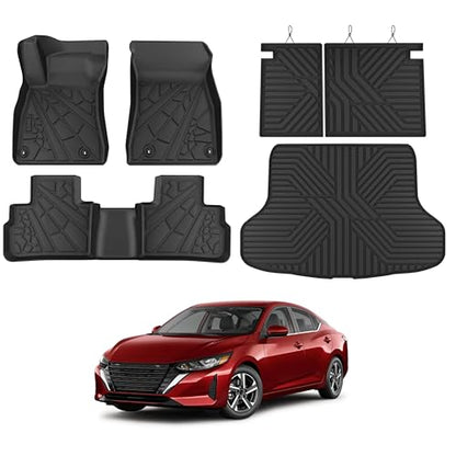 KARPAL Floor Mats for Nissan Sentra S/SV/SR 2020-2025 (Not fit 2026),TPE Rubber All Weather Protection Floor Liners Sentra Accessories Car Mats, Front & 2nd Row & Cargo Mat - style: 2020-2025 | For Nissan Sentra | Full Set