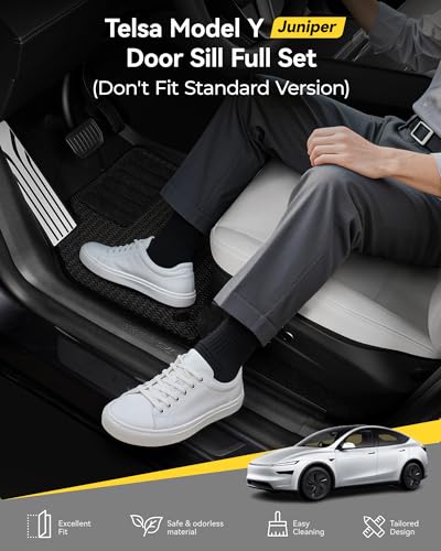 3W Tesla Model Y Juniper 9PCS Door Sill Protector 2025 2026 5 Seat (Not for Premium AWD & Standard) Front, Rear, Rear Bumper, Trunk, Door Entry Guard, Anti-dust Cover, Edge Guards, Model Y Accessories - size: Model Y 2025-2026| 4-Door Sills w/ Bumper