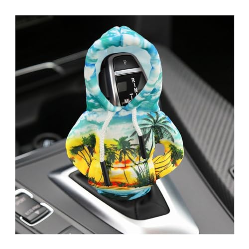 Ohleats Car Gear Shift Hoodie, Mini Funny Fashionable Automotive Gear Shifter Cover, Winter Warm Car Shift Knob Sweater Protector, Universal Interior Car Accessories for Decoration (Coconut Trees) - color: Coconut Trees