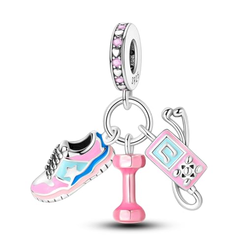 NARMO Charms for Bracelets 925 Sterling Silver Star Dangle Charms Car Keys Lipstick Dangle Charm Beads for Women Bracelets Necklace - color: Sneakers
