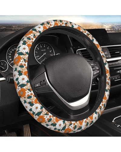 Steering Wheel Cover Accessories Neoprene Cover Non-Slip Breathable Easy to Install Suitable for Women Men Girls for Car SUV Van Truck Universal 14.5-15.5 Inch Daisy - color: Daisy