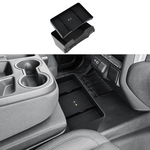 ECOZEN Center Console Tray For 2019-2026 Chevy Silverado/GMC Sierra 1500 & 2020-2026 Silverado/Sierra 2500 HD/3500 HD Accessories - Double Layer Hanging Storage Tray - Only Fit Split-Bench Front Seat - size: 2019-2026 Silverado/Sierra Organizer
