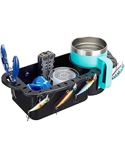 KEMIMOTO Boat Cup Holder Caddy Organizer, Marine Cup Holder Universal Fit for Bass Kayak Pontoon Jon Boat Storage Fishing Accessories - color: Black