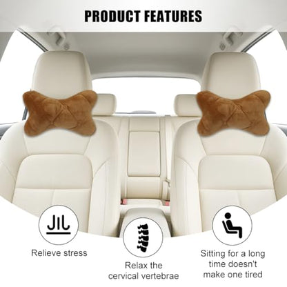 2PCS Car Headrest Pillow, Comfortable Ergonomic Design Vehicle Seat Neck Pillow for Driving Fatigue Relief, Soft Breathable Automotive Interior Head Rest Cushion Pad, Universal Fit (Khaki) - color: Khaki
