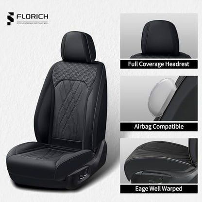 Leather Cars Seat Covers Full Set, Waterproof Automotive Seat Covers Seats Full Wrapping Edge Seat Cushion Non-Slip Breathable Universal Fit for Most Car Truck SUV Seat Protection, Black - color: Black, size: FullSet