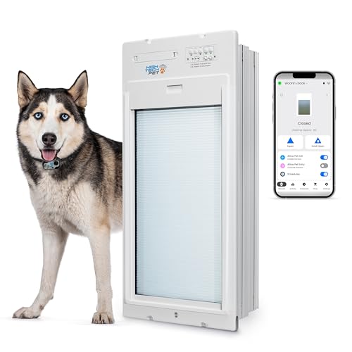 Power Pet Roll Up - Dependable Smart Dog Door, Automatic Pet Collar Operation with or Without App-High Security, Safe, Air Tight and Weatherproof, Space Saving Modern Design (Wall Mount, Large) - color: Wall Mount, size: Large