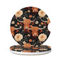 Absorbent Ceramic Car Coasters for Cup Holders, Yak Highland Cow Flower Design 2.56" Anti Slip Universal Drink Cup Coasters for Women Men (2 Pack) - color: Yak Highland Cow Flower