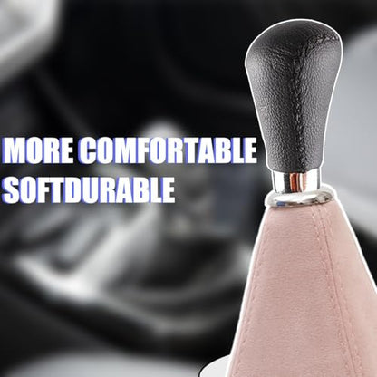BESULEN Car Shift Boot Cover, Suede Leather Shift Knob Boot Dust Cover, Manual/Auto Shifter Boot Sleeve Replacement, Handbrake Gaiter Boot Dust Cover Car Interior Accessories - color: Pink