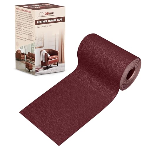 ONine Leather Repair Patch，Leather Repair Tape, 3 x 60 inches Leather Repair Patch for Furniture,Vinyl Repair kit，Leather Couch Patch，for Sofas, Furniture, car SeatsWine red-Litchi Grain - color: Wine red-Litchi Grain, size: 3 x 60 inches