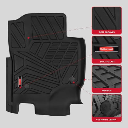 Rubbermaid Car Mats for Ford F250 F350 F450 F550 2017–2026 Crew Cab | All Weather Floor Mat Custom Fit Rubber Waterproof Heavy Duty Truck Mats Front Rear (Bucket Seat w/Under Seat Storage) - size: For Ford F250/F350/F450/F550 2017-2026
