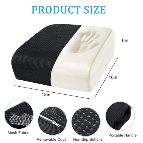 MINUPWELL 6" Extra Thick Office Chair Cushion, 2 Layers Memory Foam Adult Booster Seat Cushion, Thick Wheelchair Cushions, Thick Adult Booster seat Chair Cushion for Car Seat - 18x16x6in -（Black）