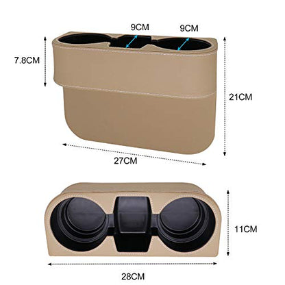Car Seat Organizer Cup Drink Holders Multi Functional Gap Filler Storage Box Insert Organization Helps Reduce Distracted Driving&Holds Phone Mount Mug Bottle Cellphone (PUBD-Beige) - color: PUBD-Beige