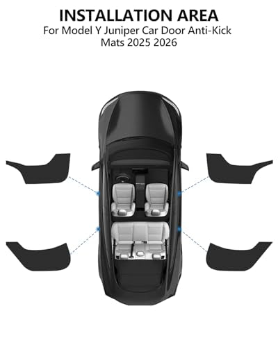 for Tesla Car Door Protector Model Y Juniper Accessories 2025-2026 Carbon Fiber Texture Door Side Protector Anti-Dirty Kick Mat Waterproof Dust Resistant Protector Cover Leather Pad 4PCS - size: Model Y Juniper Car Door Protector (Style 2)