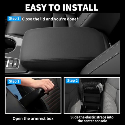 Center Console Armrest Cover Compatible with Honda Civic 2012-2015 Accessories, Premium Leather Arm Rest Cover Pad, Car Middle Console Cover (Black) - size: 2012-2015 Honda Civic