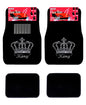 Universal Fit Car Truck Front/Rear 4-Piece Full Set King Crown Crystal Bling Rhinestone Design Studded Black Carpet Floor Mats (King-Black) - color: King-Black