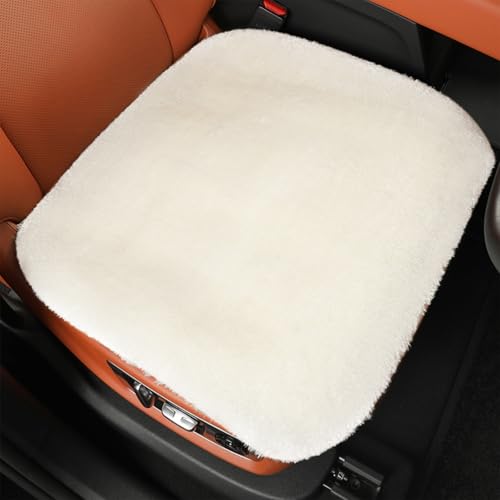 Faux Fur Car Seat Cushion 20 Inch, 18mm Medium Pile Seat Pad with Non-Slip TPE Backing for Cars, SUVs, Trucks, Office Chairs, White - color: White