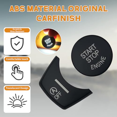 Black Start Stop Button Cover Compatible with BMW X3 F25 2011-2016,X4 F26 2014-2016,X5 F15 2014-2018,X6 F16 2015-2018,Engine Switch Button Trim Cover Compatible with BMW Accessories - color: Black Start Cover(For X5 X6)