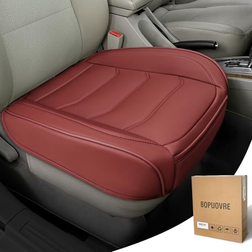 BOPUOVRE Car Seat Cover for Luxury & Comfort - PU Leather, Anti-Slip, Full Wrap Protection with Storage Pocket for Bottom Cushion - Universal Fit for 95% of Vehicles (Dull-red,1 Piece) - color: Dull-red, size: 1 piece